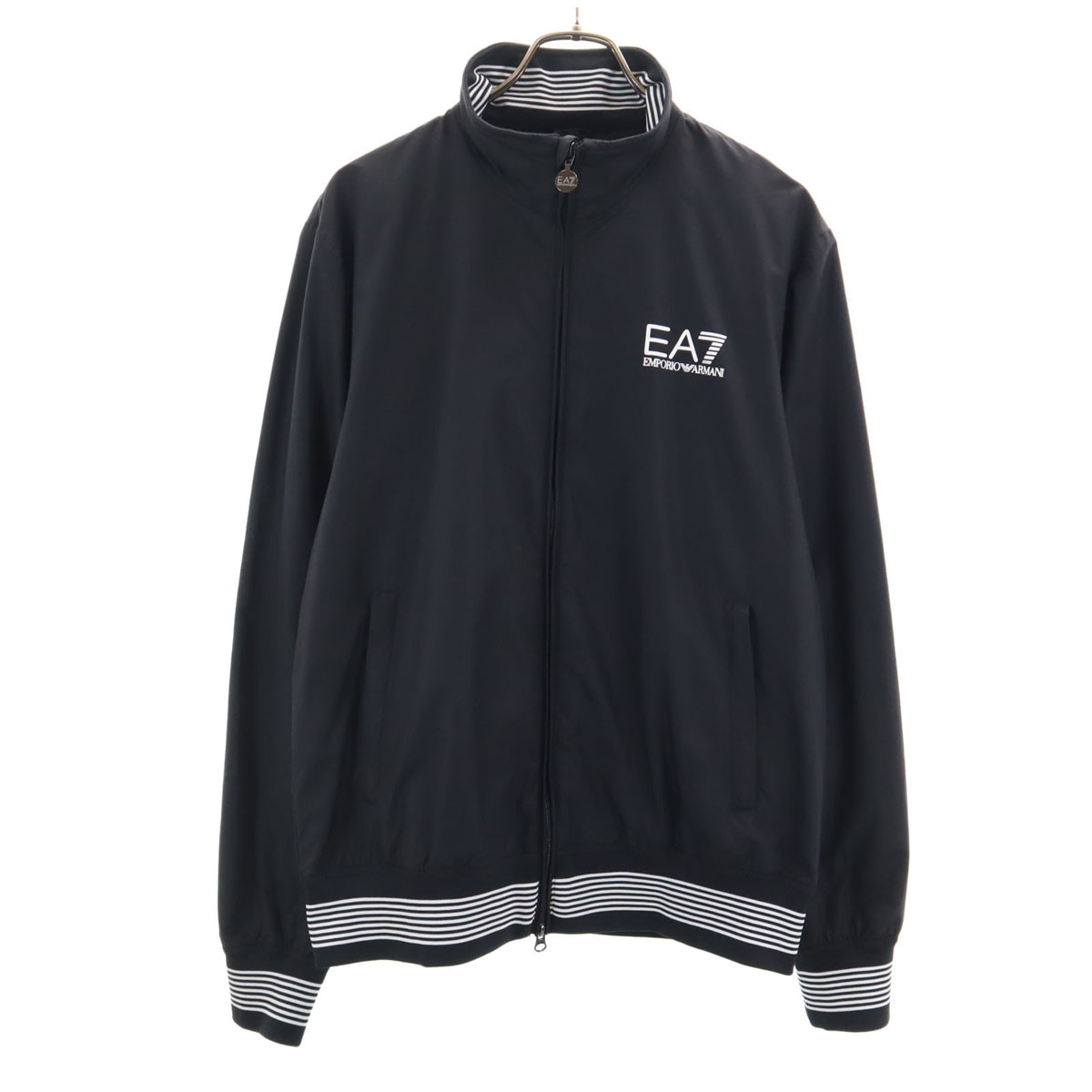EA7 EMPORIO ARMANI イーエーセブンエンポリオアルマーニ トラックジャケット L ブラック 裏メッシュ メンズ 古着