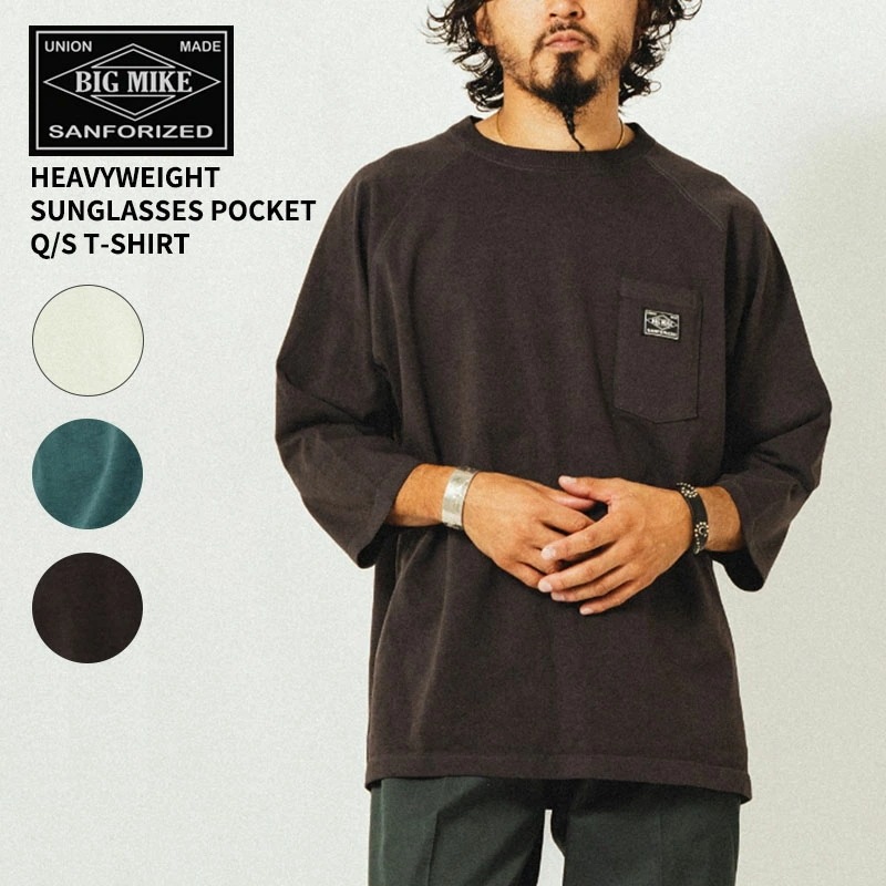 ビッグマイク メンズ 七分袖Tシャツ BIG MIKE ヘビーウエイト サングラスポケット 七分袖Tシャツ シャツ トップス アメカジ 102518740