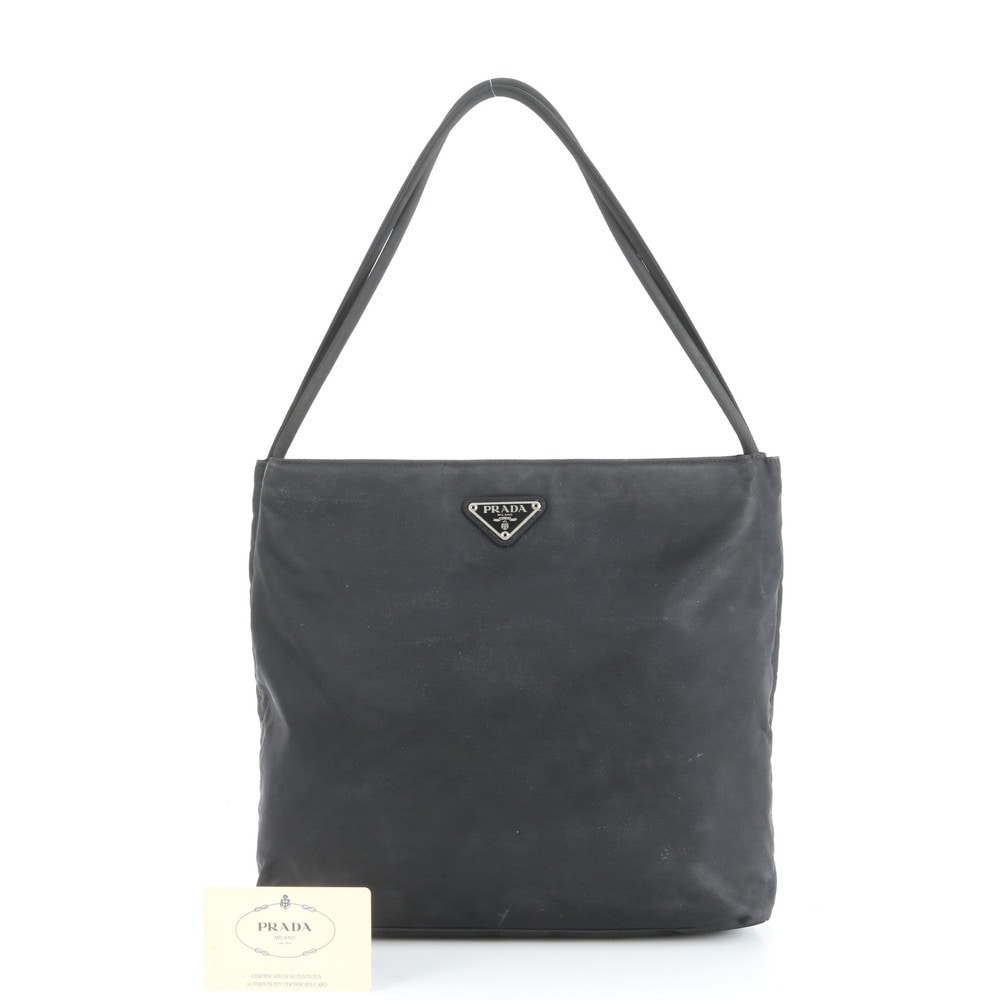 美品 ギャランティカード付 テスート ナイロン 三角ロゴ B6242 トート バッグ 肩掛け ショルダー ハンド ブラック 黒 レディース EUE CY20-5 中古