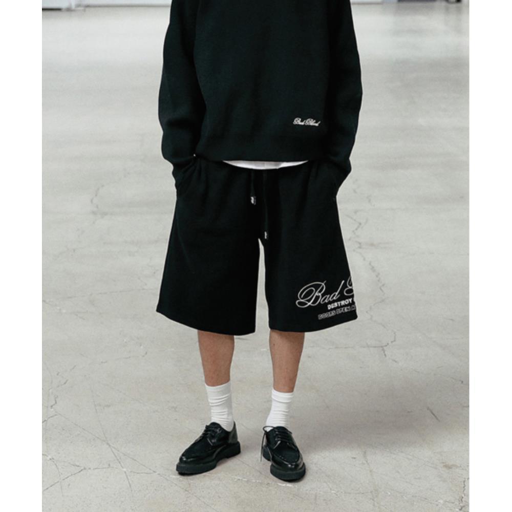 BADBLOOD Classic Logo Bermuda Pants Black w-srt24-070 9,006円