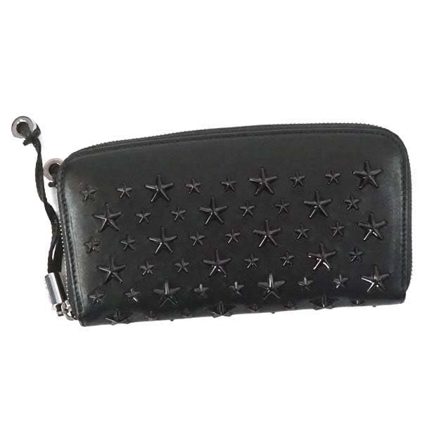 ジミー チュウ Jimmy Choo / LEATHER W/ENAMEL STARS ラウンド長札入財布 #FILIPA ENL BLACK/BLACK