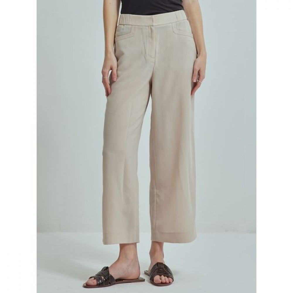 [オリビアハスラー] ベージュデイリーポリワイドバンディングパンツOHCMPT902