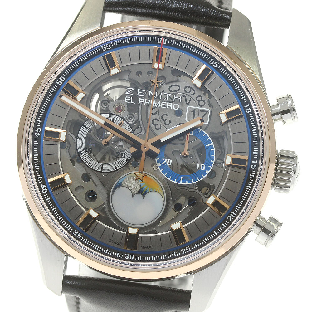 ゼニス ZENITH 51.2530.4047 エルプリメロ クロノマスター グランドデイト フルオープン 自動巻き メンズ 箱付き_838059【中古】その他 ブランド腕時計