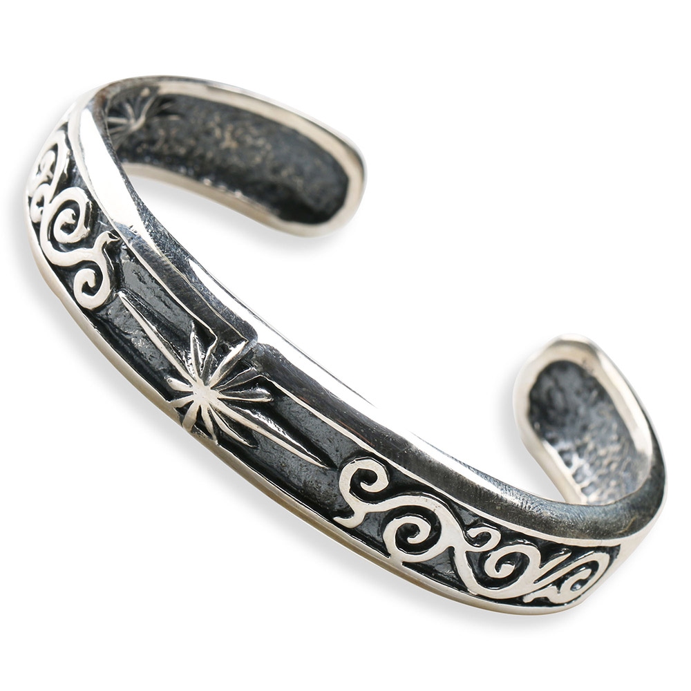 925 太陽神&唐草バングル 彫り [bs064]