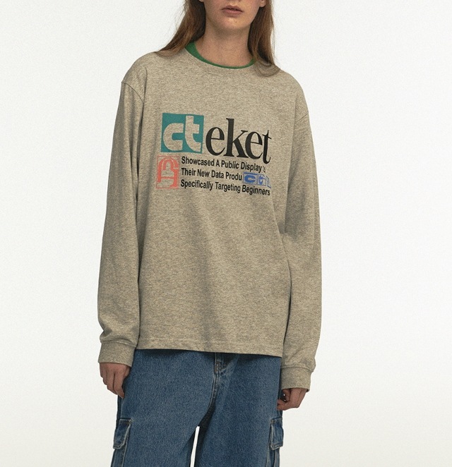 テケット Plan L/S Tee Melange Gray