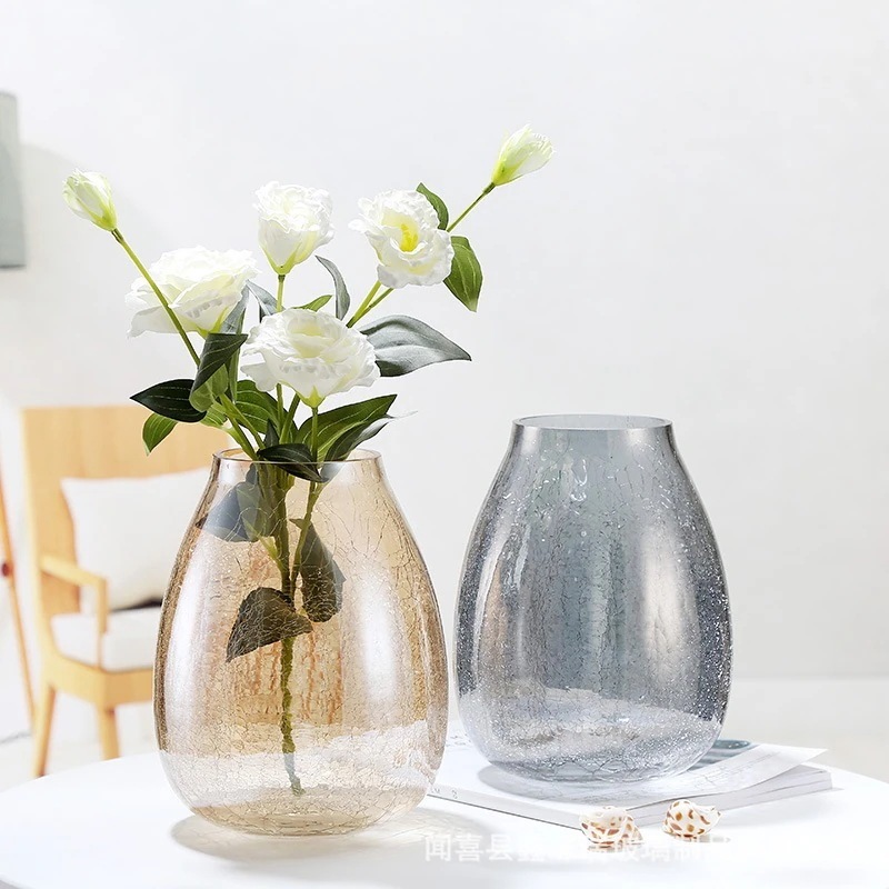 【20点セット】【送料無料】欧風軽贅沢ひび割れ氷花ガラス花瓶琉光透明花器アメリカンホームインテリア生け花インテリア