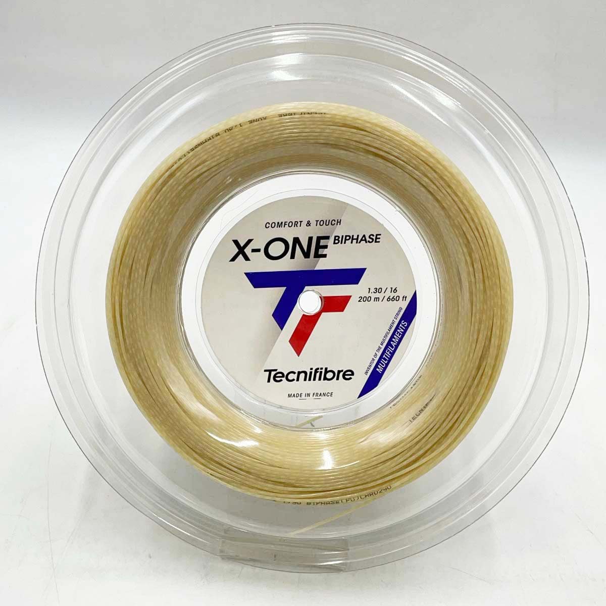 【中古・未使用品】テクニファイバー Tecnifibre X-ONE BIPHASE 1.30 硬式テニス ストリング ガット エックスワン バイフェイズ 200ｍ ロール ナチュラル 01RXO13
