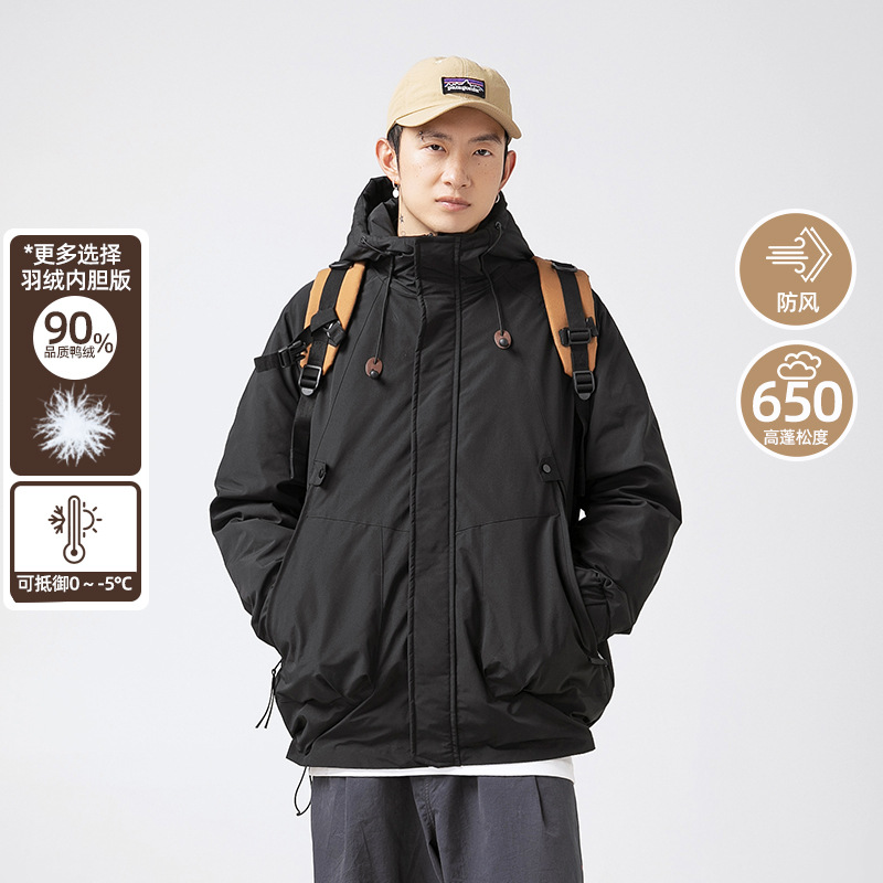 スリーインワンダウンジャケット 秋冬 取り外し可能 90ダウン ダウンライナーデザイン ワークウェア 登山ジャケット