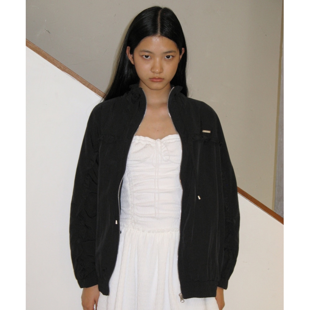 SINOON サークルラインフリルウインドブレーカー (ブラック)