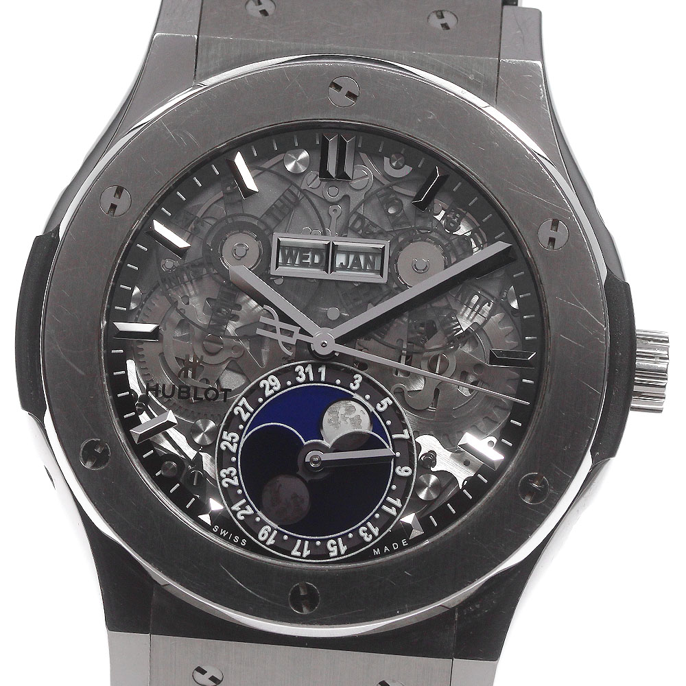 ウブロ HUBLOT 517.NX.0170.LR クラシックフュージョン アエロフュージョン ムーンフェイズ 自動巻き メンズ 箱保証書付き_812000【中古】