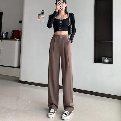 【20点セット】【急速出荷】かっこいい スラックスパンツワイドパンツスラックスパンツハイウエストパンツ春ファッション高腰ゆった