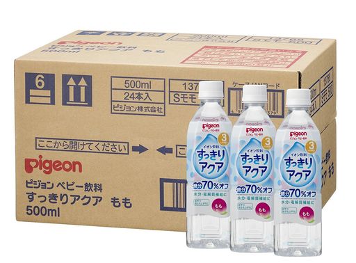 ピジョン ベビー飲料 すっきりアクア もも味 (ペットボトル) 【子ども ジュース(飲みやすい 甘さ控えめ)】 500ML×24本