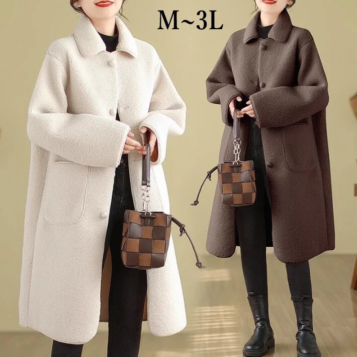 コート　レディース　ボアコート　ファーコート　チェスターコート　ロング　ジャケット　アウター もこもこ　ふわもこ　長袖 あったか　きれいめ　防寒　大きいサイズ　秋冬　M　L　2L　3L今日は30パーセ