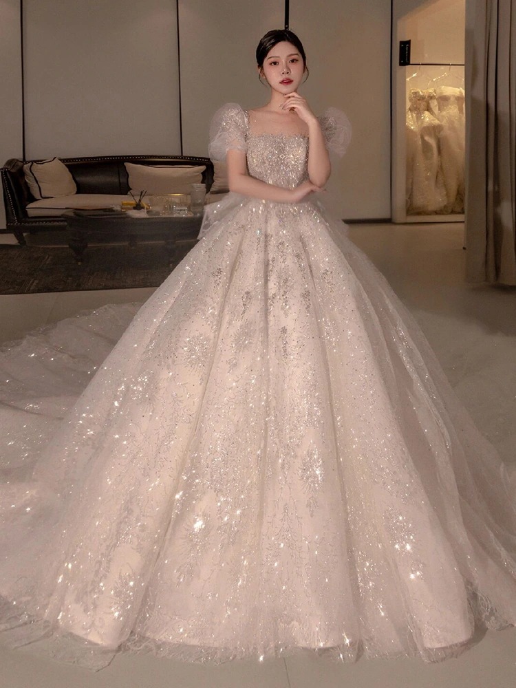 メインウェディングドレス 2025 花嫁重工業テクスチャーレトロトレーリング小人プラスサイズドレス