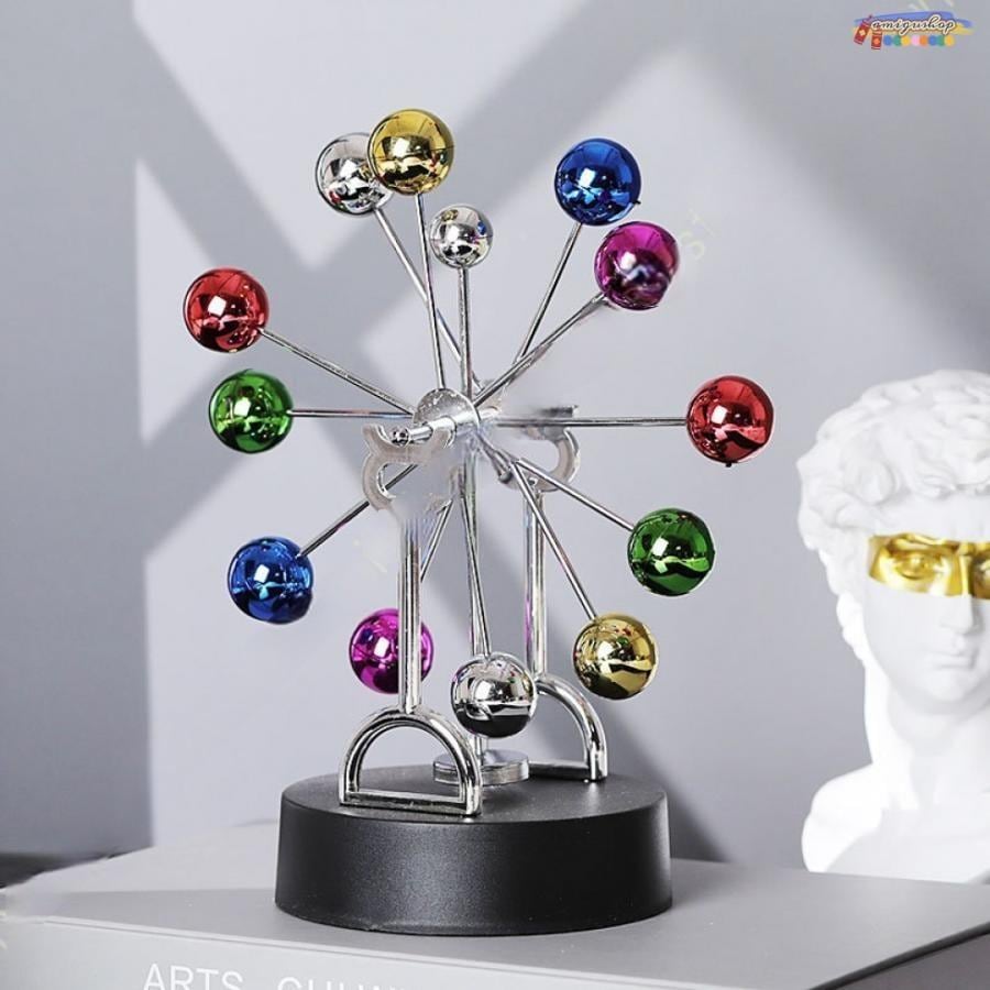 ニュートンスイングボール ニュートンゆりかご 惑星 永久機構おきもの 物理振り子 回転バボール 物理実験 運動法則 卓上型振り子ボール 磁気ボール 5,374円