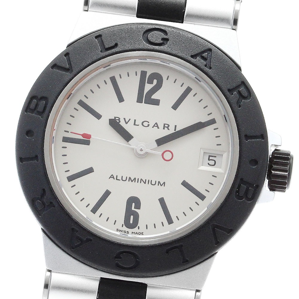 ブルガリ BVLGARI AL32TA アルミニウム デイト クォーツ ボーイズ 箱付き_899802【中古】