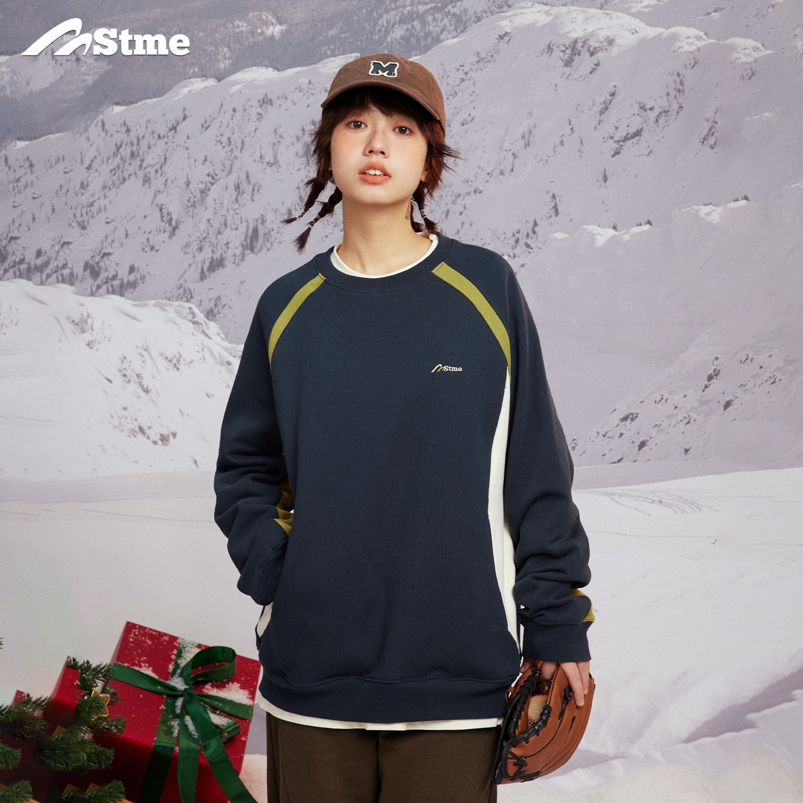 早乙女恵子 Saotome 日本製 カラーブロック ラグランスリーブ スウェットシャツ