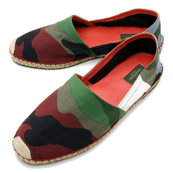 VALENTINO GARAVANI メンズ エスパドリーユ スリッポン シューズ フラット ARMY GREY カモフラージュ KY0S0795 TCR 202