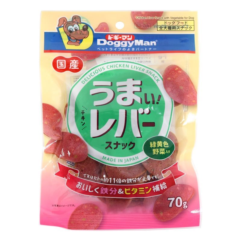 （まとめ買い）うまい！レバースナック 緑黄色野菜入 70g 犬用おやつ [x18]