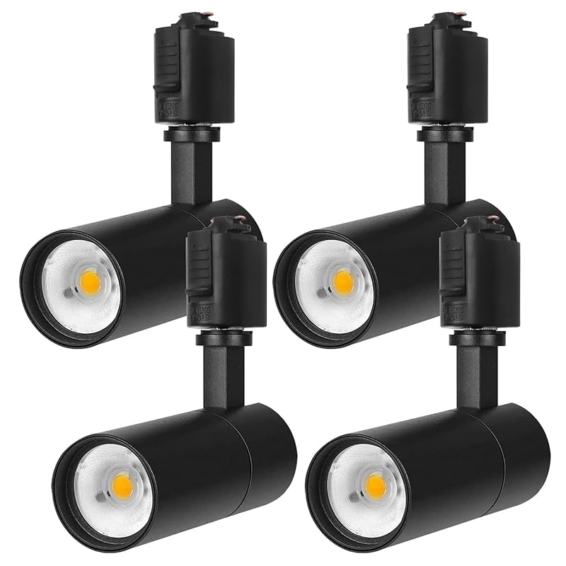 ライティングレール用スポットライト電球色100W相当 消費電力10W 大光量1000LM,照射角度調節可能 一般家庭照明/演出照明/商業施設/店舗商品展示用照明（ブラック 4個セット）