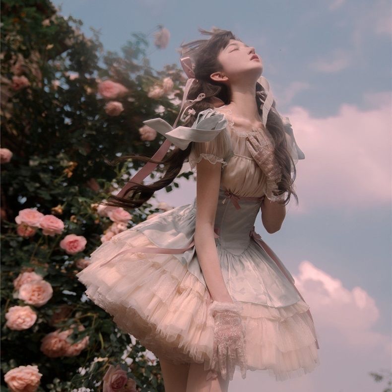 韓国ペンケース ハロウィン コスプレロリータスカート ロリータ小リボンsp 甘くて可愛いサスペンダーバレエワンピース