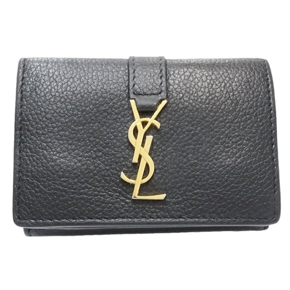 オリガミタイニーウォレット DU22R2P10PS001R 三つ折り財布 カーフ ブラック/181143【中古】