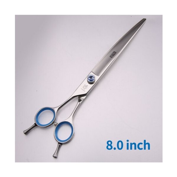 フェニスプロフェッショナル日本440c 7.5インチ8インチペットグルーミング左手湾曲ハサミ 8 inch