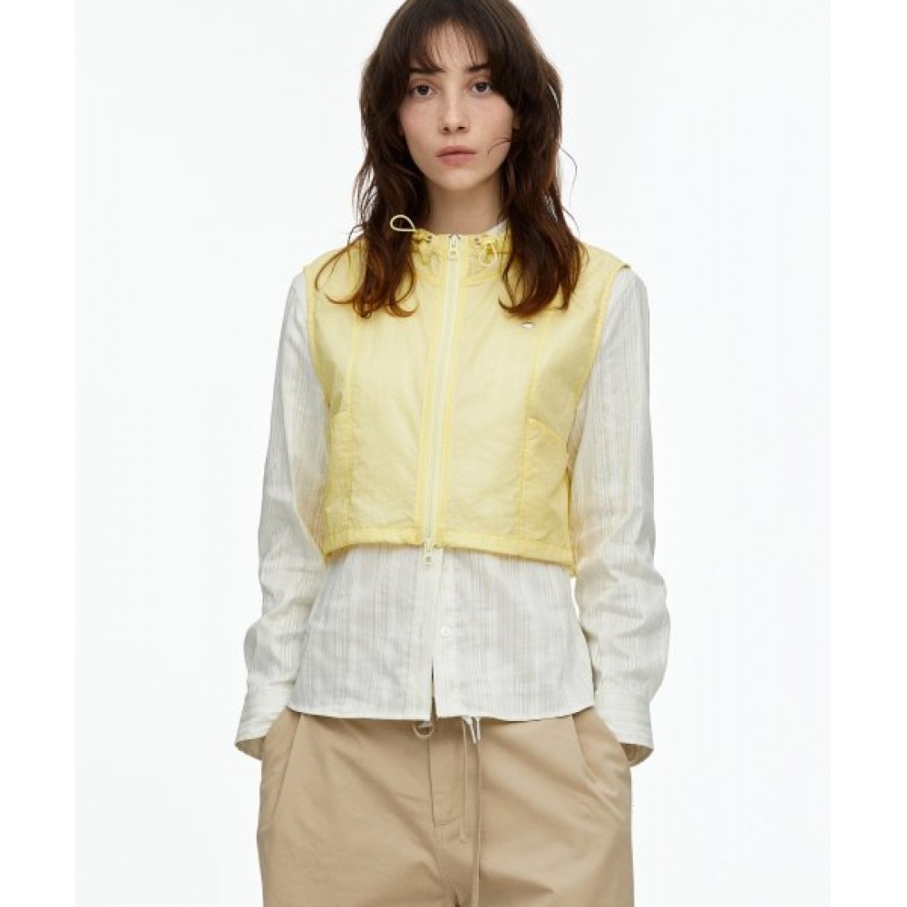 ファレットシアーフーディーベストジャンパーイエロー