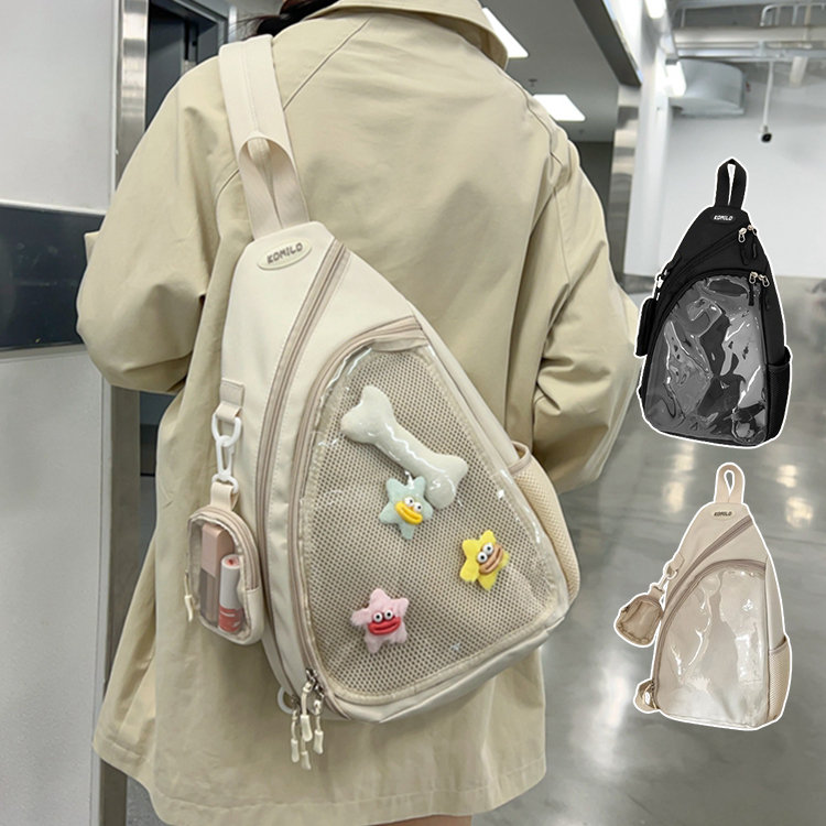 痛バッグ 痛バ ボディバッグ 缶バッチ 推し 推し活 推しバッグ クリアバッグ 大容量 レディース メンズ 男女兼用 バッグ ビニールバッグ 透明バッグ かわいい 可愛い おしゃれ ヲタ オタ