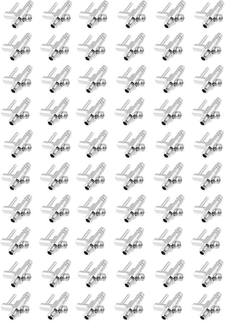 一方コック レバーバルブ 4mm エアチューブ用 エアー調整 水槽 アクアリウム (シルバー, 60個)