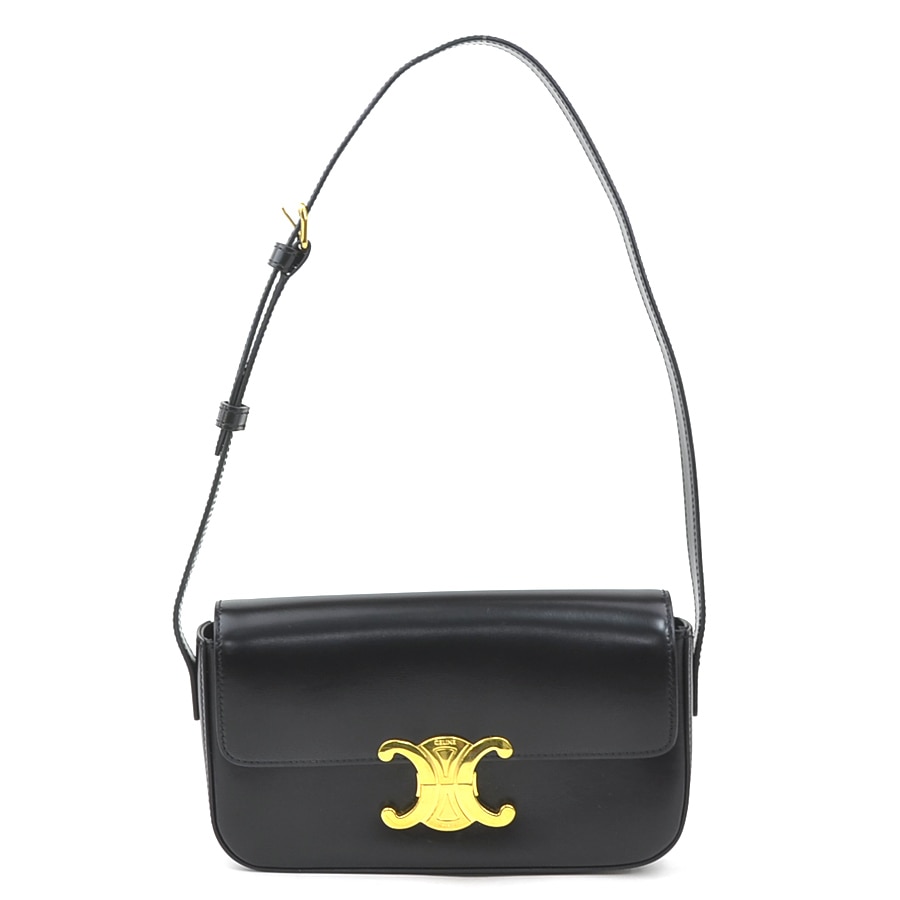 セリーヌ CELINE ショルダーバッグ トリオンフ ショルダーバッグ レザー ブラック レディース 90137g