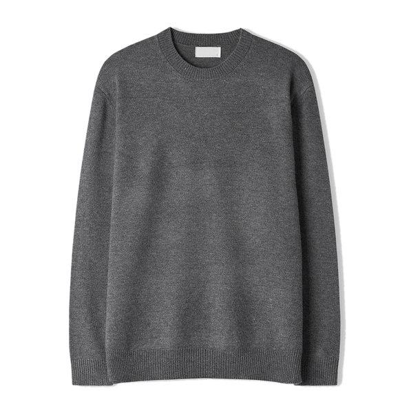 メンズ ロイ ウォッシャブル モーダル ラウンド 長袖 ニットTシャツ SG-KN-Q027-チャコール
