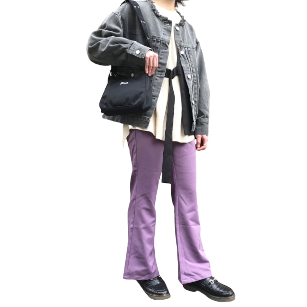 No-Collar Oversized Denim Jacket（Black） A,D,G レディース アウター