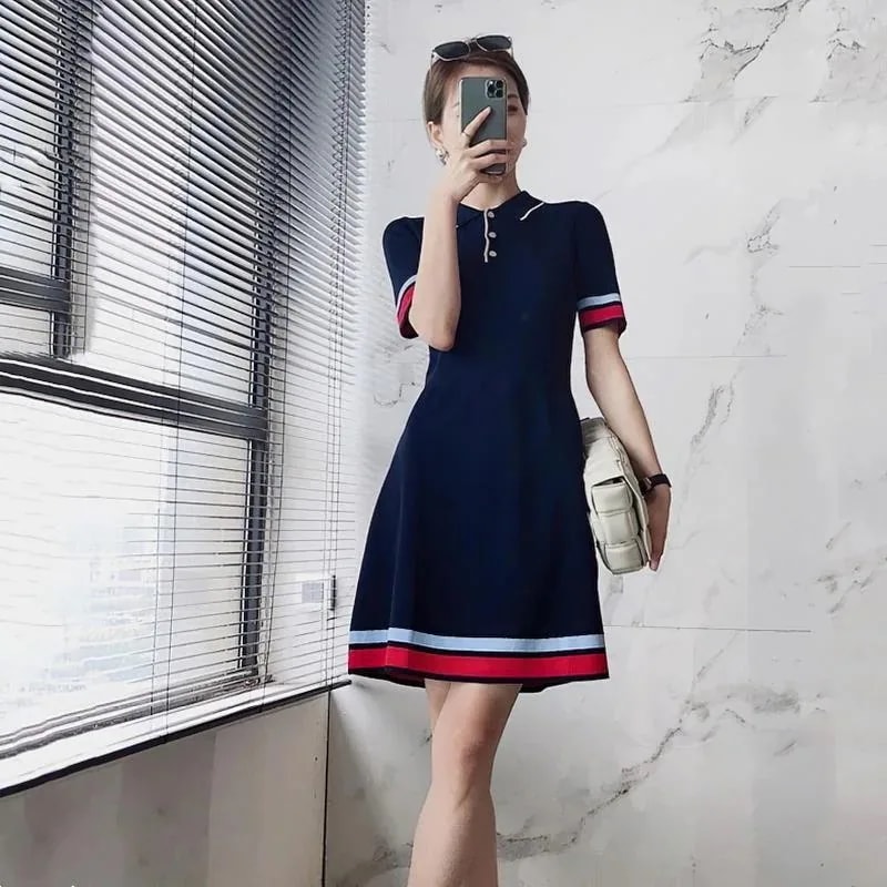 3日で出荷 新作登場 ゴルフワンピース ゴルフウェア レディース Aライン 長め ゴルフポロ ニットワンピース スポーツウェア ストレッチ 細身 スリム 半袖 普段着 運動着 接触冷感 メ