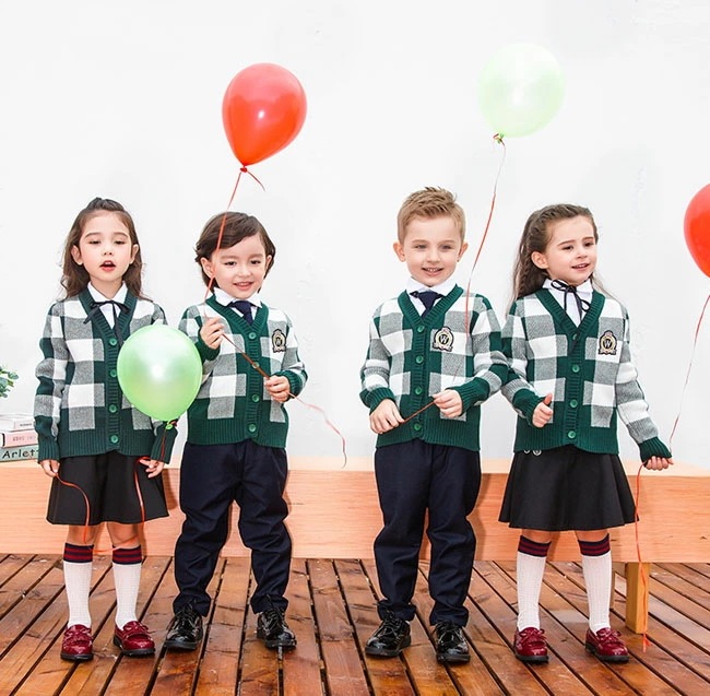 ニット フォーマル スーツ セット 格子柄 入学式 卒業式 スーツ セーラー 女の子 男の子 ジュニア 小学生 制服 上下セット スクールカーディガン 学生服 スカート 長袖 コットン カーディガン 4,541円