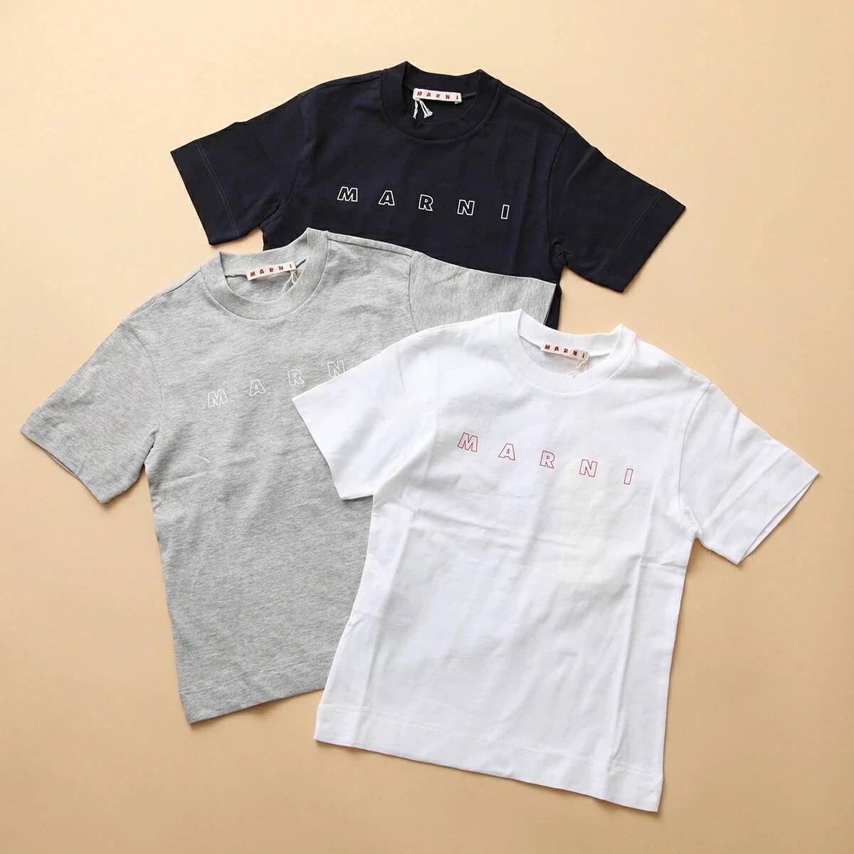 MARNI KIDS マルニ キッズ Tシャツ M01466 M00RF ガールズ 半袖 ロゴT カットソー クルーネック コットン カラー3色