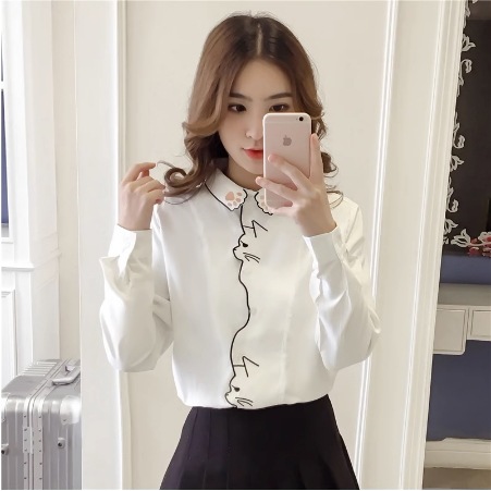 トップス シャツ ブラウス 袖あり 長袖 襟付き 快適 着心地 かわいい 大人可愛い シンプル カジュアル 大人 上品 おしゃれ お洒落 レトロ 大人女子 こなれ感 ラフ ラブリー キュート ガーリー
