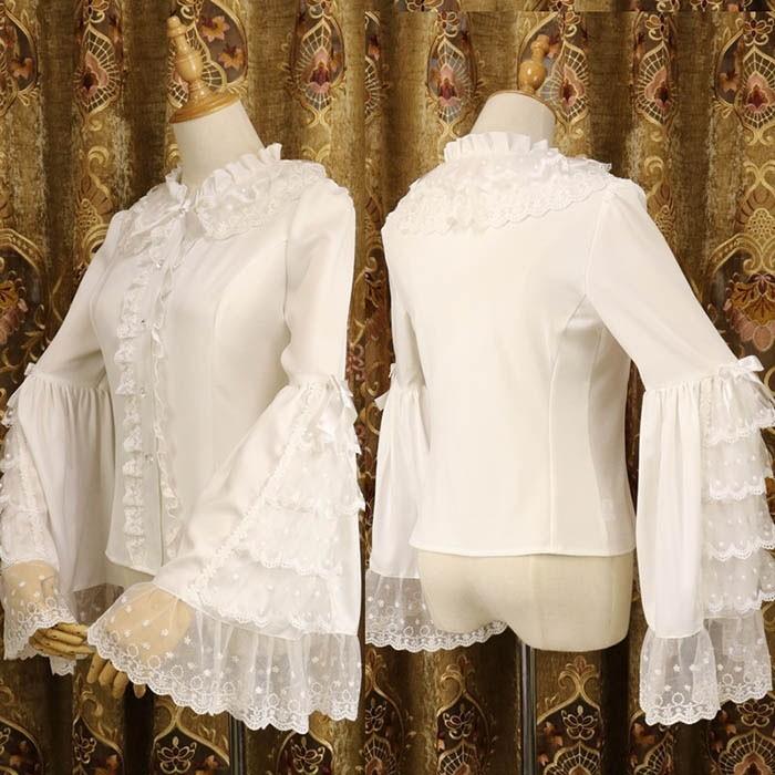 メーカー直販ゴスロリ ロリータ シャツ パンク ゴシック 貴族風 ロリータ ホワイト ブラック 可愛い 貴族服 学園祭 文化祭 パーティー 演奏会 披露宴 舞台 衣装