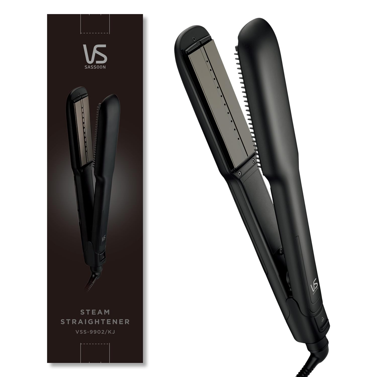 Qoo10最安値挑戦 【Amazon.co.jp限定】ヴィダル サスーン ヘアアイロン 大量 スチーム ストレート 5段階温度調節 高温設定 くせ毛 サロン ブラック VSS-9902/KJ