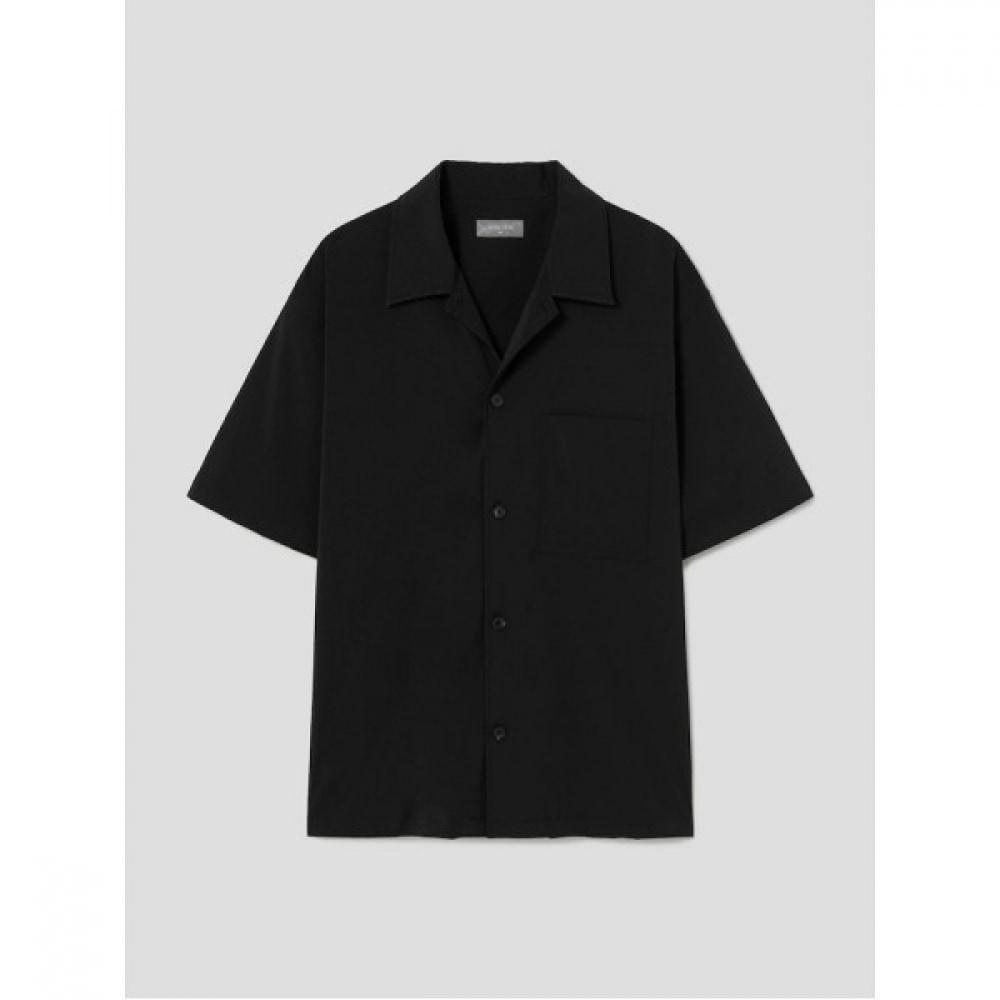 [ロガディス] ナイロンソリッドオーバーフィットセットアップショートスリーブシャツ-ブラック（RY4465C925）