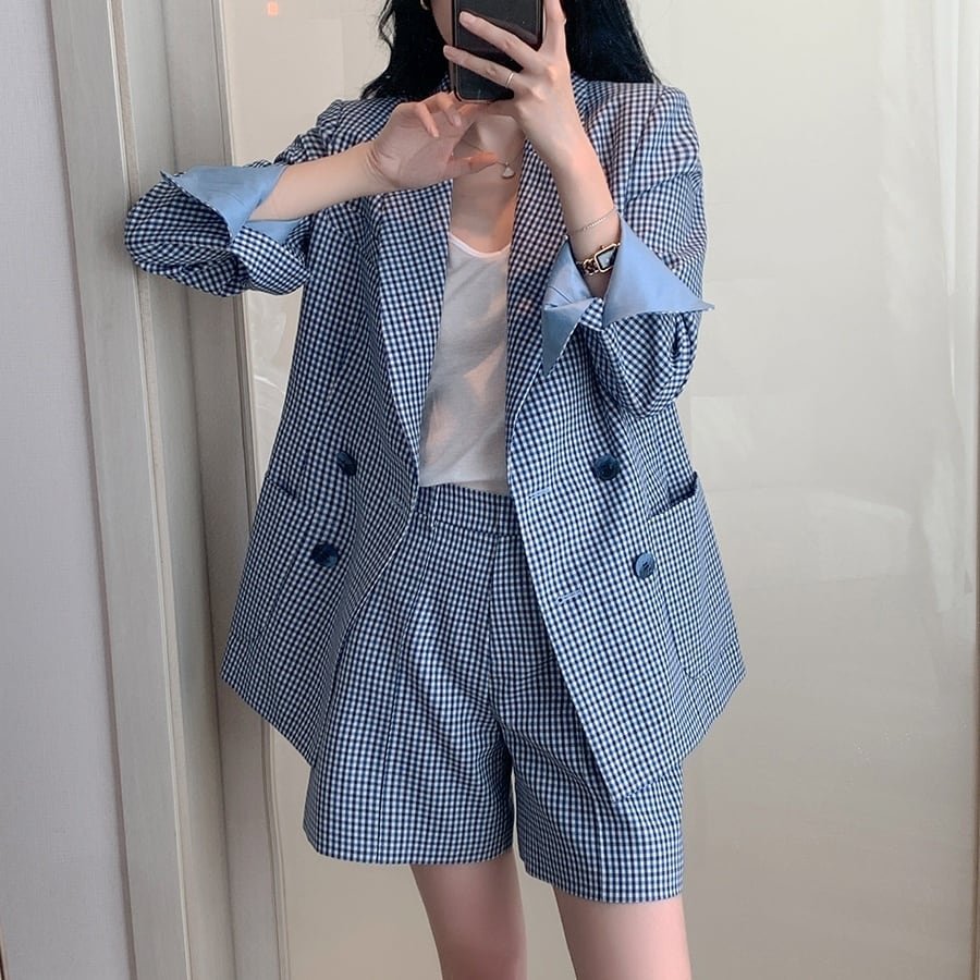 レディース トップス ジャケット スーツジャケット チェック柄 羽織り 袖あり 長袖