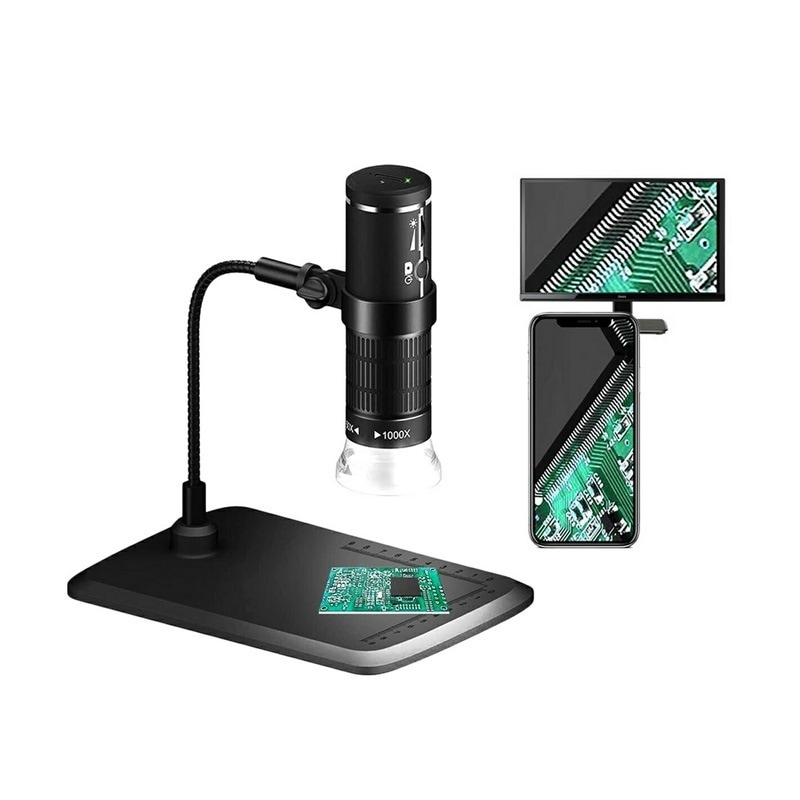 WiFi デジタル顕微鏡 マイクロスコープ 50-1000倍率 スマホと接続 ワイヤレス 高解像度 写真 動画フルHD画質 8LEDライト iOS Android Windows 1ヶ月保証