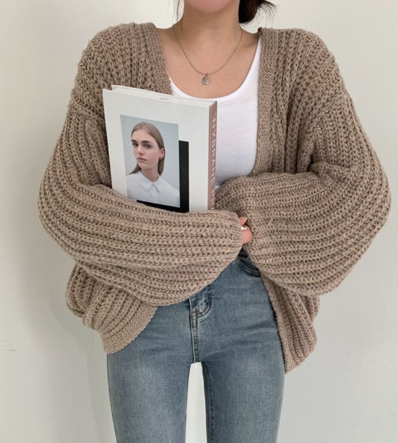 アウター デート モテアイテム カーディガン ざっくりニット ボリューム袖 クロシェ 可愛い きれいめ 上品 おしゃれ かっこいい 可愛い ラブリー キュート ガーリー クール モード系 4,570円