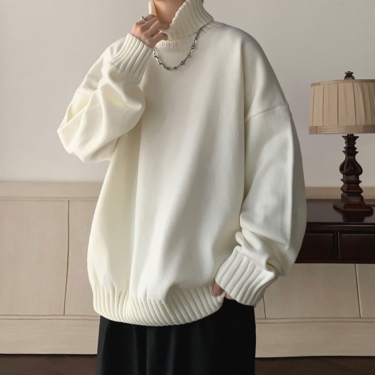 トップス ニットソー セーター ミディアム丈 半端丈 長袖 ドロップショルダー 萌袖 ハイネック タートルネック ストレート ワイド ニット かわいい 大人可愛い シンプル カジュアル 大人 おしゃれ