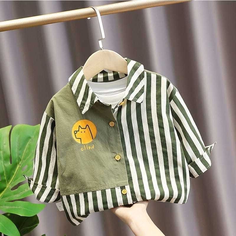 子供用ストライプシャツボーイズ22春夏ベビー長袖トップベビー子供用シャツジャケット