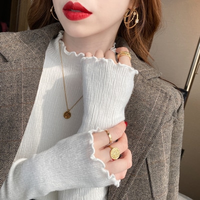 トップス ニットソー レギュラー丈 長袖 ハーフタートルネック スリム ニット ウール きれいめ シンプル 大人 上品 おしゃれ クール エレガント とろみ感 無地 春 秋 誕生日 10代 20代 4,987円