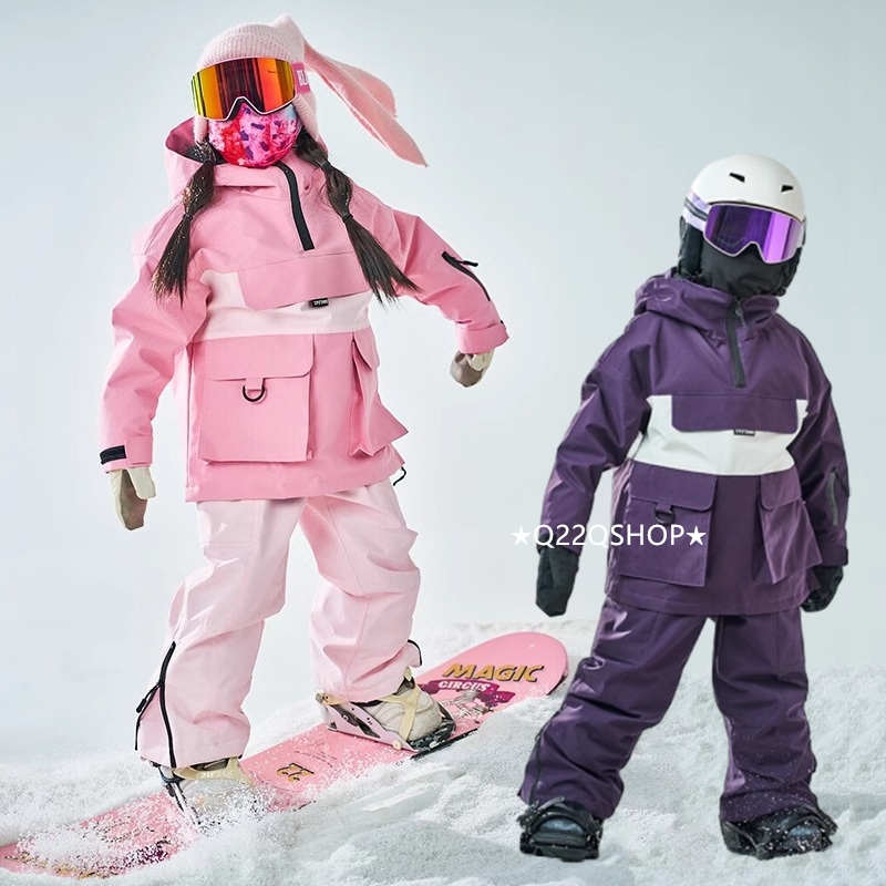 スノボウェア 2025 上下セット キッズ 子供 ベビー服 ジャケット アウター ピンク オーバーオール つなぎパンツ ズボン スノーボードウェア スキーウェア 防寒着韓国風 女の子 男の子 こども