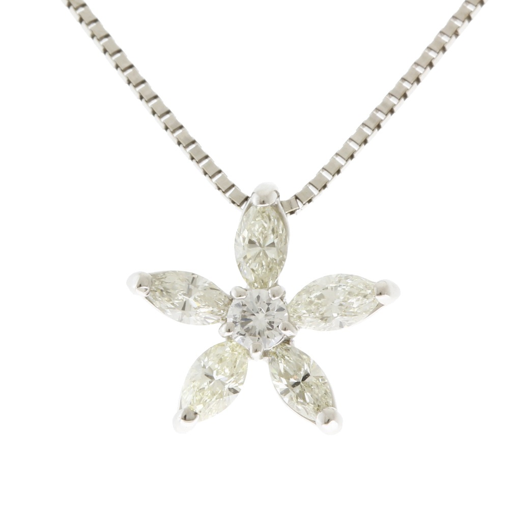 ネックレス 18金 K18ホワイトゴールド ダイヤモンド 中古 美品