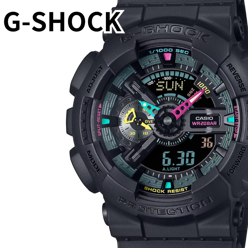 カシオ G-SHOCK 腕時計 メンズ Gショック アナデジ ブラック マルチカラー 耐衝撃 20気圧防水 ビジネス カジュアル プレゼント ギフト 男性 時計 海外モデル GA-110MF-1A ラ