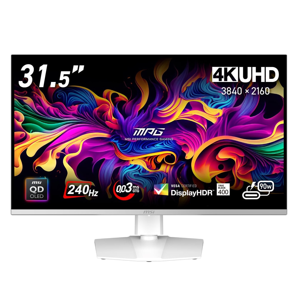 MSIエムエスアイ ゲーミング液晶ディスプレイ(31.5型/QD-OLED/4K 3840×2160/240Hz/0.03ms/HDR/HDMI2.1/DP1.4a/USB TYPE-C/VESA/ 107,690円
